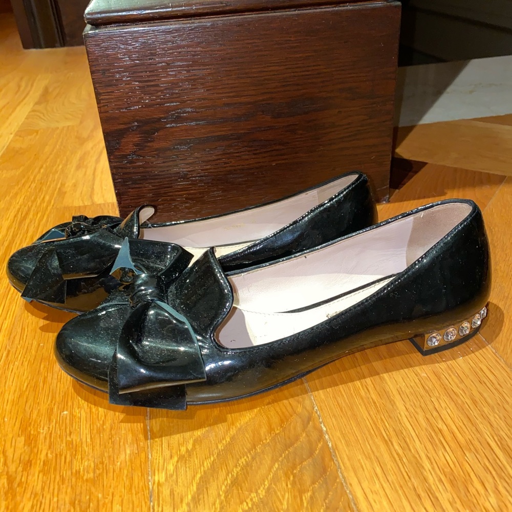 Miu Miu Bow Slipper with a rhinestones on heel